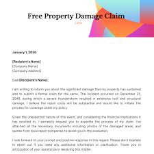 property damage claim letter template