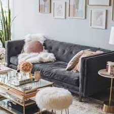 Grey Couch And Glass Coffee Table