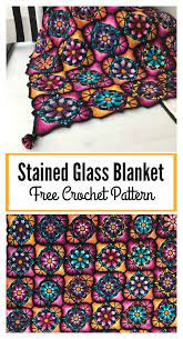 Stained Glass Flowers Afghan Blanket