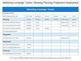 Marketing Campaign Tracker Showing Planning Preparation
