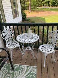 White Vintage Rose 3 Piece Bistro Table