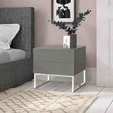 strada grey gloss bedside cabinet with