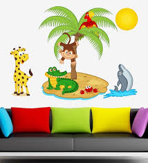 Wall Stickers Pvc Vinyl 40 X 28 Inch Animals On The Beach Wall Sticker Pepperfry