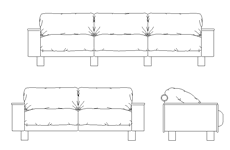 couch elevation free dwg cad block