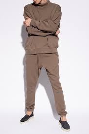 brown sweatpants with logo fear of