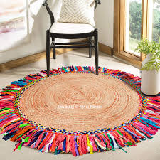 sisal jute braided 4 ft round colorful
