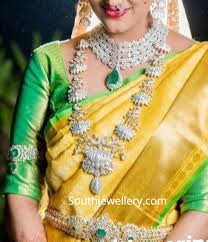 bride in diamond jewellery set indian
