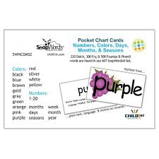 Snapwords Numbers Colors Days Months Seasons Pocket Chart Cards