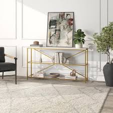 Gold Console Table With Faux Marble Top