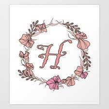 Letter H Rose Pink Initial Monogram