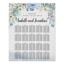 Blue Floral 20 Table Diy Wedding Seating Chart