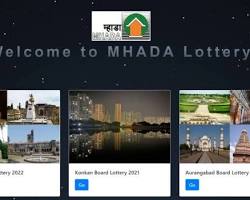 Image of MHADA Lottery Search Results page with Year and Month selection dropdown menus