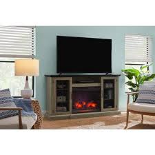 Stylewell Vinegate 67 75 In W Freestanding Media Mantel Electric Fireplace Tv Stand In Gray