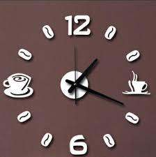Coffee Cup Stickers Wall Clock