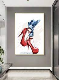 1pc Red High Heel Shoe Canvas Painting