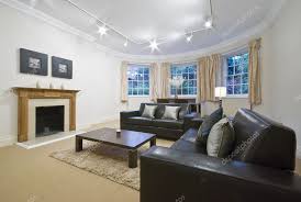 living room with large bay window and