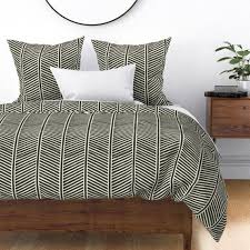 olive feathers duvet cover dark green