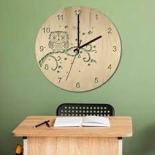Wooden Wall Clock Owl Natural And