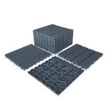 Kahomvis 1 Ft X 1 Ft Square Waterproof Outdoor Flooring All Weather Plastic Interlocking Deck Tile In Dark Grey 44 Per Each