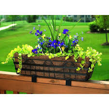 The bracket is made of solid iron and has a black coated finish to ensure it is long lasting. Cobraco 24 Yorkshire Adjustable Deck Railing Planter Outdoor Living Outdoor Decor Planters