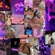 110 pcs euphoria aesthetic photo collage kit boujee purple baddie room decor teen room wall collage (digital download). Baddie Aesthetic Collage For Desktop Etsy