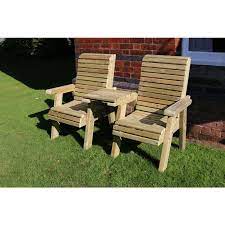Wooden Garden Love Seat Chair Set