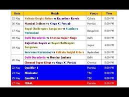 ipl 2018 schedule time table final