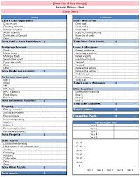 Free Personal Balance Sheet Template Excel Google Search