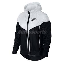Details About Nike Women Nsw Windrunner Jacket Hooded Running Training Black White 883496 011