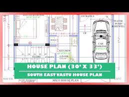 30x33 South East House Plan With Car
