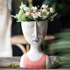 Artistic Face Flower Pot Resin 8