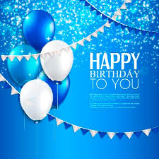 blue birthday background with balloons