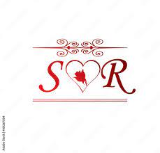 sr love initial with red heart and rose