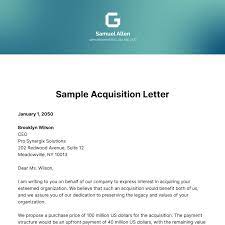 acquisition announcement letter to