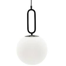 Vidalite Vidalite Modern Matte Black Glass Globe Pendant Light With Adjustable Height Wire With Frosted White Shade Ce1007802 The Home Depot