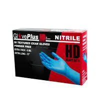 Ammex Gloveplus Heavy Duty Blue Nitrile Exam Powder Free 8 Mil Disposable Gloves 50 Count Xlarge