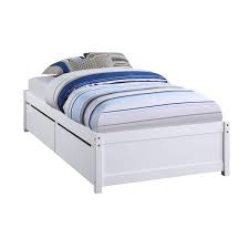 Modern Solid Wood Bed Frame Single Bed With 2 Drawers White