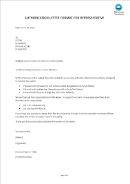 Authorization Letter Format For Representative Templates At