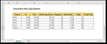 excel formula calculate overtime pay