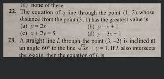 The Equation Of Line Through The Point