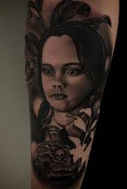 The fact is, wednesday addams is an icon and a hero. Tattoo Uploaded By Tattoosbydale Wednesday Addams Portait Blackandgrey Wednesdayaddams Poison 861708 Tattoodo