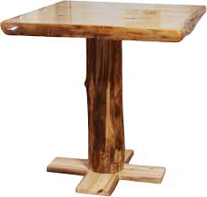 Square Aspen Log Pub Table Rustic Log