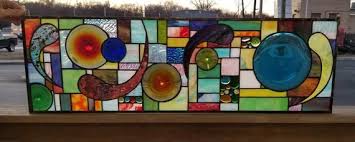 abstract stained glass hanging panels
