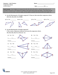 Sss, sas, asa, aas and hl. Geometry Unit 5 Practice Name Congruence Criteria