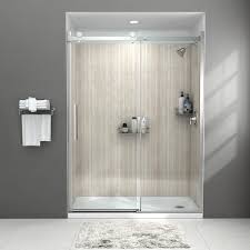 Alcove Shower Wall In Pewter Travertine
