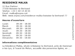 ᐅ horaires d ouverture residence malka