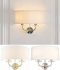 Double Lamp Oval Half Shade Wall Light