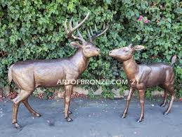 At First Light Buck Doe Art Of Bronze