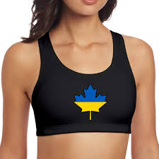 Ukraine Flag Canada Maple Leaf 1 Womens Racerback Sport Bra
