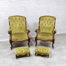 Furniture of america gwyneth victorian style padded. Pr Victorian Armchairs Footstools In Antique Armchairs
